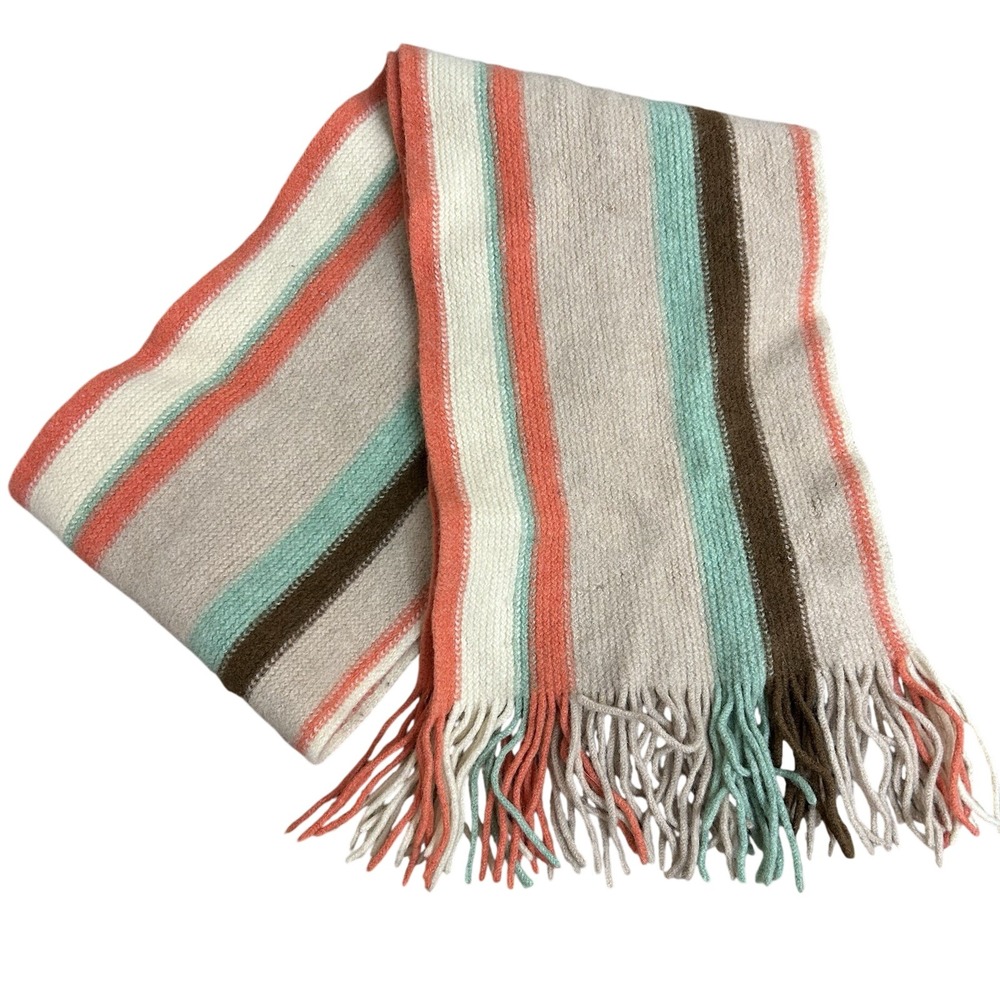 Mackintosh made in Scotland 100% pure new wool Striped Scarf With Fringe EUC‎